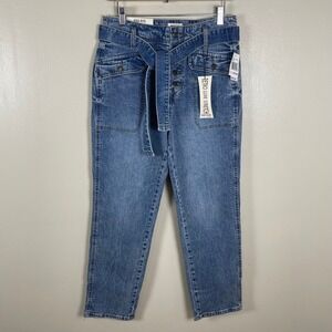 Kensie Women's 6/28 The Colette High Rise Slim Straight Jeans Melbourne Blue